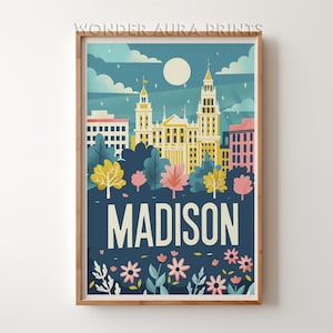 Madison Travel Print, Madison Travel Poster, Printable City Poster, Digital Download, Wall Art Prints Trendy Wonder Aura Prints