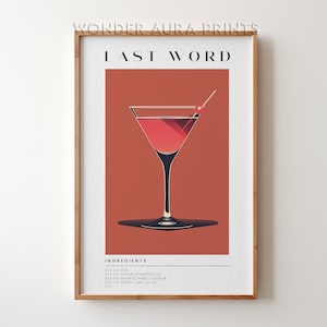 Last Word Cocktail Print, Classic Alcohol Cocktail, Retro Cocktail, Bar Cart Decor Print, Printable Digital Download Wonder Aura Prints
