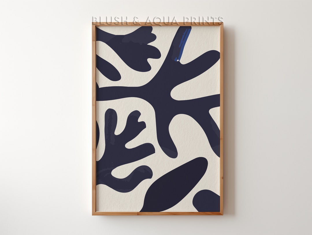 Minimalist Coral Mid Century Modern Ocean Print Abstract Print