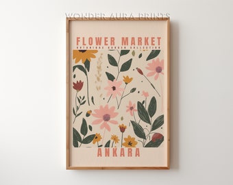 Ankara Flower Market Wall Art Floral Botanical Prints Flower Market Poster Retro Prints Trendy Digital Art Download Wonder Aura Prints