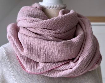 Muslin scarf women's children's neckerchief muslin scarf stole triangular scarf wrap summer scarf old pink organic cotton cloth