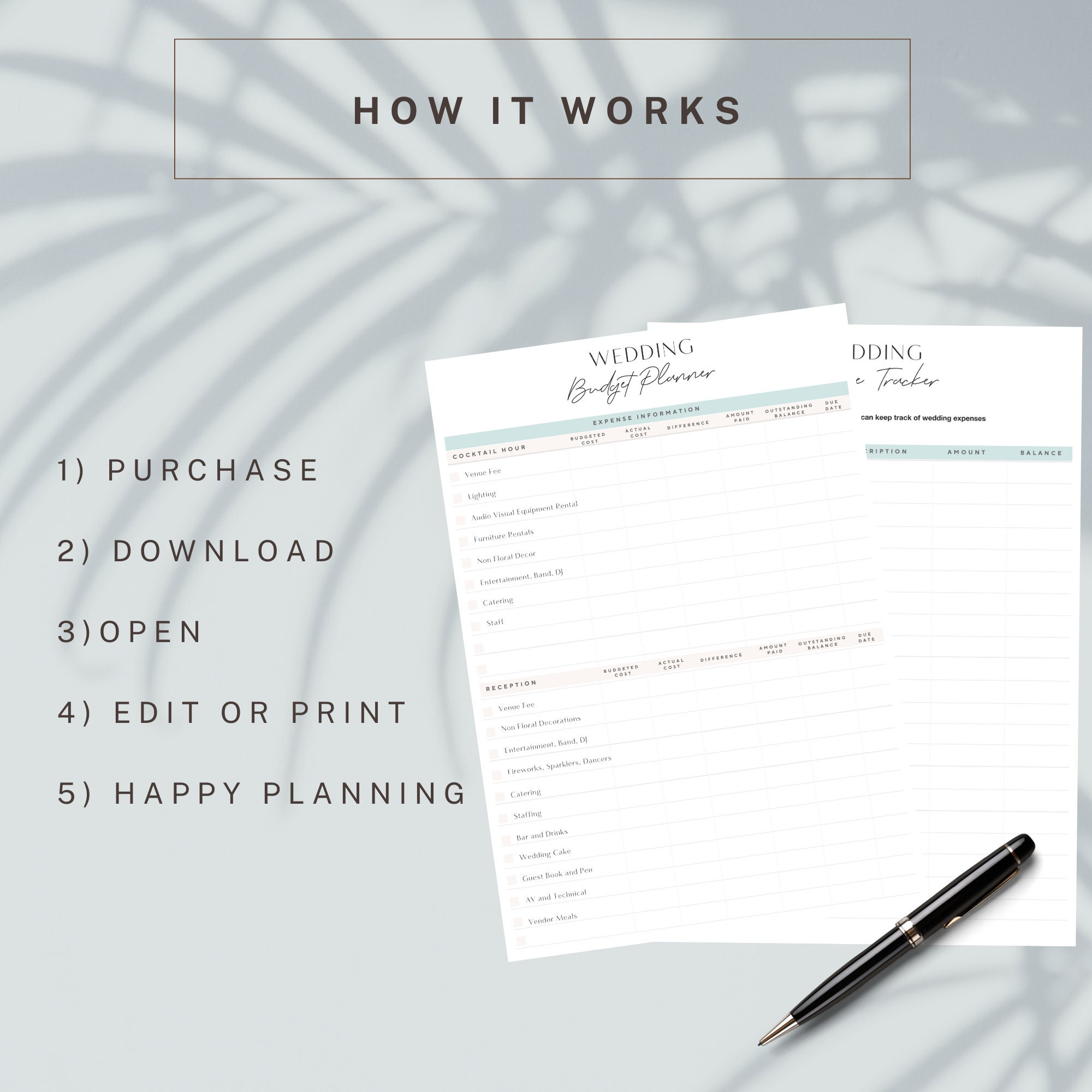 Wedding Budget Planner Printable Wedding Expense Tracker Digital ...