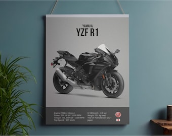 Póster de la motocicleta Yamaha R1 / Arte moderno de motocicletas (Descarga digital)