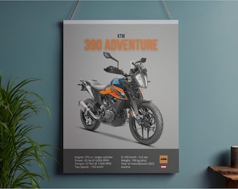 KTM 390 Adventure Poster | Motorcycle Wall Art (Digital Download)