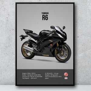 Yamaha R6 Motorbike Print: Motorsports Line Art (Digital Download)
