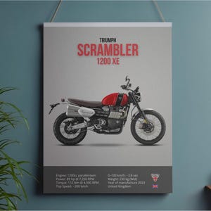 Triumph Scrambler 1200 XE Motorrad Kunstdruck, Automobil Poster, Fahrrad Illustration, Garage Dekor