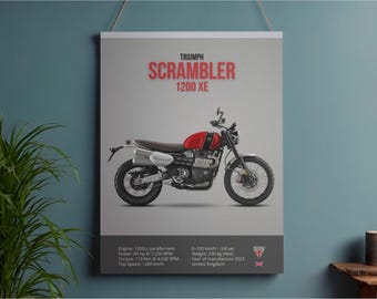 Triumph Scrambler 1200 XE Motorcycle Art Print, Automotive Poster, Bike Illustration, Garage Decor