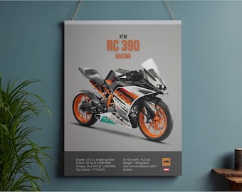 KTM RC 390 Motorcycle Poster | Motorrad Wall Art (Digital Download)