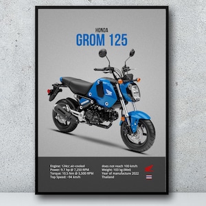 Honda Grom 125 2022 - Digital Motorbike Prints Motor Line Art For A Motorcyclist Motorcycle Digital Motorsports Motorcycle Decor