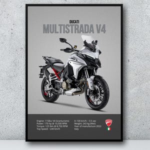 Ducati Multistrada V4 2022 - Digital Motorbike Prints Motor Line Art For A Motorcyclist Motorcycle Digital Motorsports Motorcycle Decor Wall