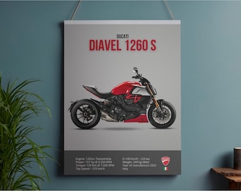 Póster de la Ducati Diavel 1260 S / Arte mural de motocicleta (Descarga digital)