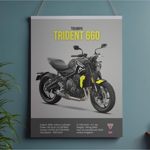 Póster de la motocicleta Triumph Trident 660 / Arte mural 2024 (Descarga digital)