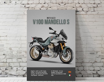 Póster de Moto Guzzi V100 Mandello S, arte mural de motocicletas (descarga digital, formato A1)