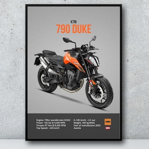 KTM 790 Duke 2025 - Digital Motorbike Prints Motor Line Art For A Motorcyclist Motorcycle Digital Motorsports Motorcycle Decor Wall Art