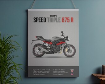 Póster de la Triumph Speed Triple 675 R 2016 (motocicleta), imprimible, arte de pared, descarga digital, decoración del hogar, impresiones descargables (descarga digital)