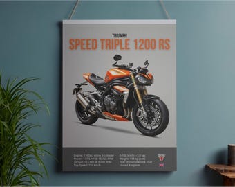 Triumph Speed Triple 1200 RS 2021 Motorcycle Poster Wall Art Gift for Him Husband Motorrad Home Decor Downloadable Prints (Digital Download)