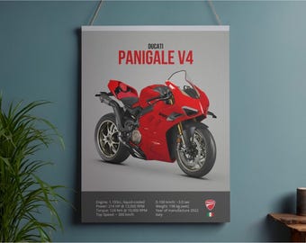 Póster de motocicleta Ducati Panigale V4 2022, imprimible, arte de pared, descarga digital, decoración del hogar, impresiones descargables (descarga digital)
