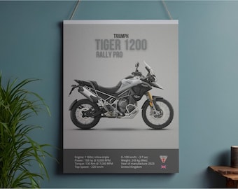 Triumph Tiger 1200 Rally Pro Motorcycle Art Print, Modern Garage Decor, Biker Gift