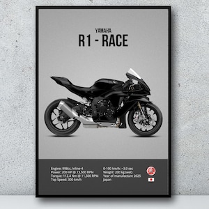 Yamaha R1 Race Motorcycle Poster: Men Wall Art (Digital Download)