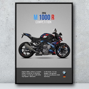 BMW M 1000 R Competition 2024 – Digital Motorbike Prints Motor Line Art For A Motorcyclist Motorcycle Digital Motorsports Motorcycle Decor