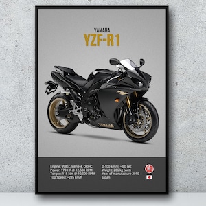 Yamaha YZF-R1 2010 Print: Motorbike Line Art (Digital Download)