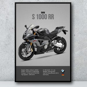 BMW S 1000 RR 2012 - Digital Motorbike Prints Motor Line Art For A Motorcyclist Motorcycle Digital Motorsports Motorcycle Wall Decor