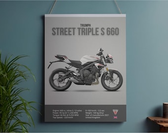 Lámina artística de la motocicleta Triumph Street Triple S 660, póster de moto