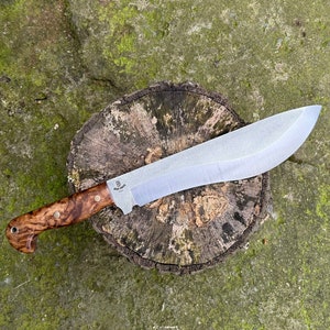 Handmade N690 Steel Machete, Chestnut Wood Handle, Full Tang Survival Knife, Forged Bushcraft Blade, Outdoor Camping Knife, Hunting Machete