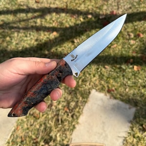 Vanax Steel Hunting Knife: Handmade Forged Blade, Stabilized Hornbeam Handle