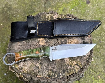 Benutzerdefiniertes Bushcraft-Messer mit Sitz, scharfe Klinge aus N690-Edelstahl, Outdoor-Messer, Bushcraft-Messer, Bräutigam-Geschenke für Männer, Messer für Männer