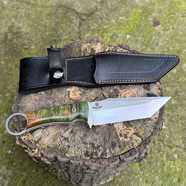 Custom Bushcraft Knife with Seath, N690 Stainless Steel Sharp Blade, Outdoor Knife, Bushcraft Knife, Groomsmen Gifts for Men Knives Men