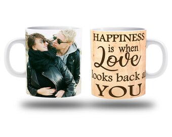 Custom Mugs 11 Oz, 15 Oz & Travel Mug. Uniquely Personalized Mug, Covers Whole Ceramic Mug. Valentine&#39;s Day Couples Cute Quotes with Names..