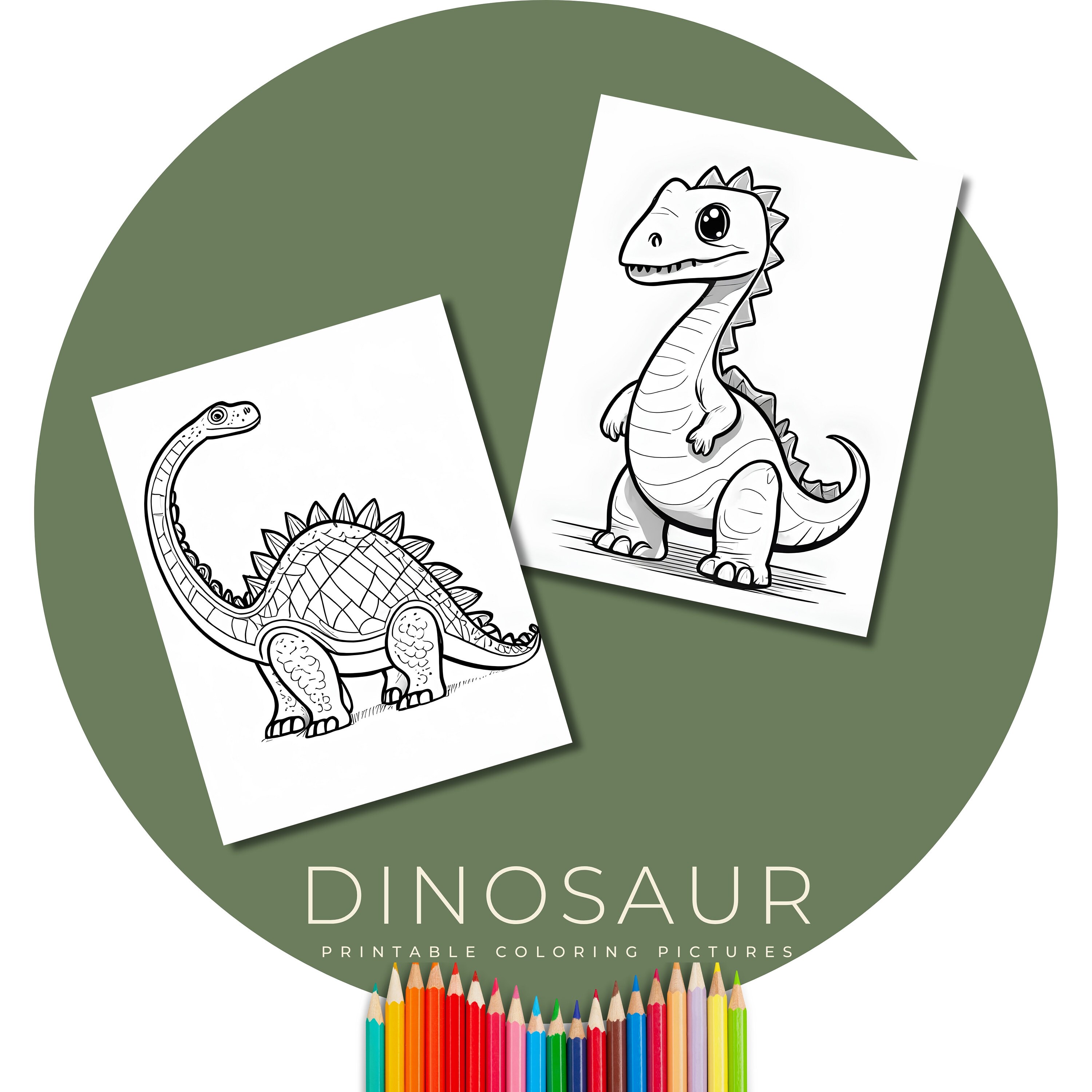 Set of 30 Dinosaur Coloring Pages for Kids,digital Download,coloring ...