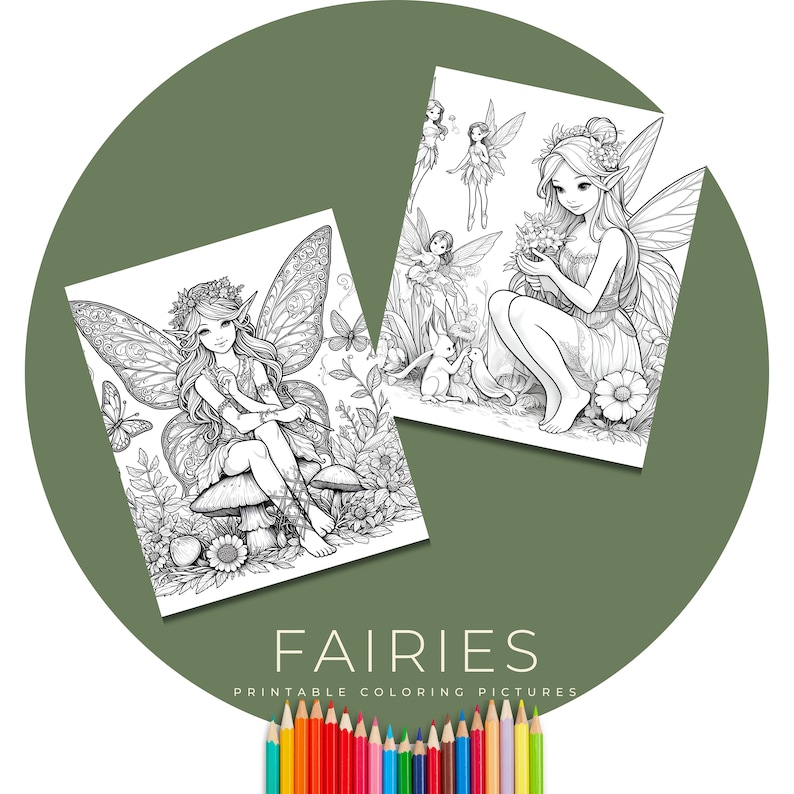 Set of 30 Fairies Coloring Pages for Kids,digital Download,coloring Book Coloring Page Preschool ...