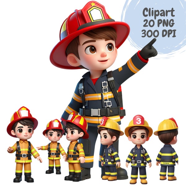 Kid pompiere Clipart, carino pompiere Clipart PNG Clipart, PNG trasparente, uso commerciale