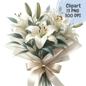 Wedding Bouquets Clipart,Wedding Flower Clipart, Flower Spring Tulips Clipart, Transparent PNG, Commercial Use Clipart.