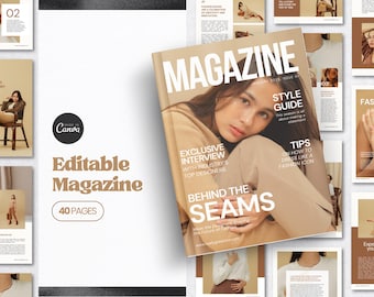 Magazine Template Canva | Digital Magazine Template PDF | Editorial Magazines Cover | Small Business Ebook | Fashion Canva Magazine Layout