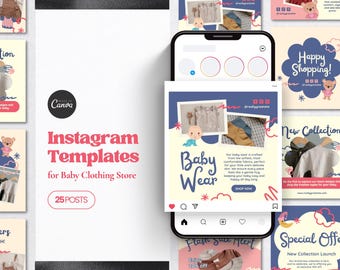 Baby Shop Instagram Post Templates: Canva Social Media Ads