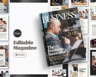 Business Magazine Template Canva | Editable Magazine for Business | Small Business Ebook Magazine Magazine Cover Template Business Branding
