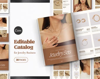 Jewelry Catalog Template: Canva Editable Brochure (Digital Download)