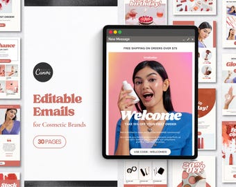 Beauty Marketing Emails Template | Ecommerce Email Template Canva Editable | Flodesk, Klaviyo | Marketing Templates Canva Ecommerce Template