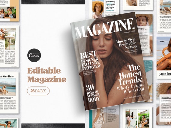 Magazine Template Canva | Small Business Ebook | Magazine Catalog Template | Digital Ebook Template Business Magazine | Fashion Lifestyle