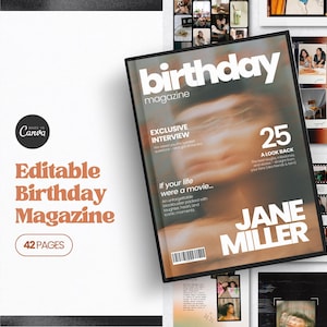 Birthday Magazine Template Canva Digital Magazine Design | Custom Birthday Memory Book Canva Magazine Bestie Birthday BFF Birthday Keepsake
