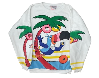 Youth L Vintage Kids Crewneck FROOT LOOPS  | White Retro Toucan Sam Sweater