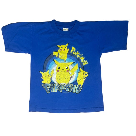 Youth M Vintage Kids T-Shirt PIKACHU  | Blue Poke… - image 1