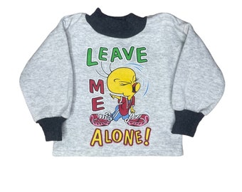 6 Months Vintage Baby Crewneck TWEETY BIRD Looney Tunes  | Heather Gray Sweater