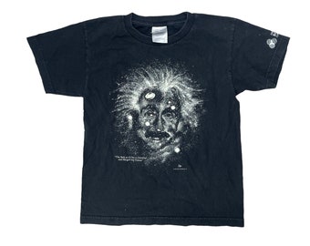 Jugend M Vintage Kinder T-Shirt Albert Einstein | Schwarzes Retro Science Center T-Shirt