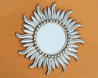 Decorative mirror-peruvian mirror "SUNBURST LIMA SILVER" - Diameter 20 "x20"- Wall Mirror - Home Decor - Peruvian handicrafts