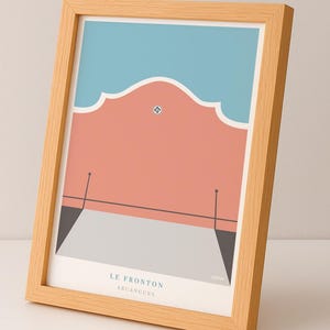 Póster artístico: El frontón de Arcangues - Póster minimalista de viaje - País Vasco