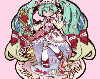 PREORDER Strawberry Miku - Acrylic Keychain Vocaloid